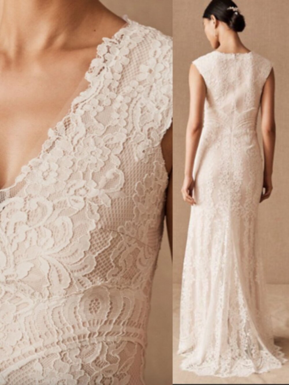 NWT BHLDN Tadashi Shoji Fiorelle Lace Wedding Gown Dress Ivory Size 8